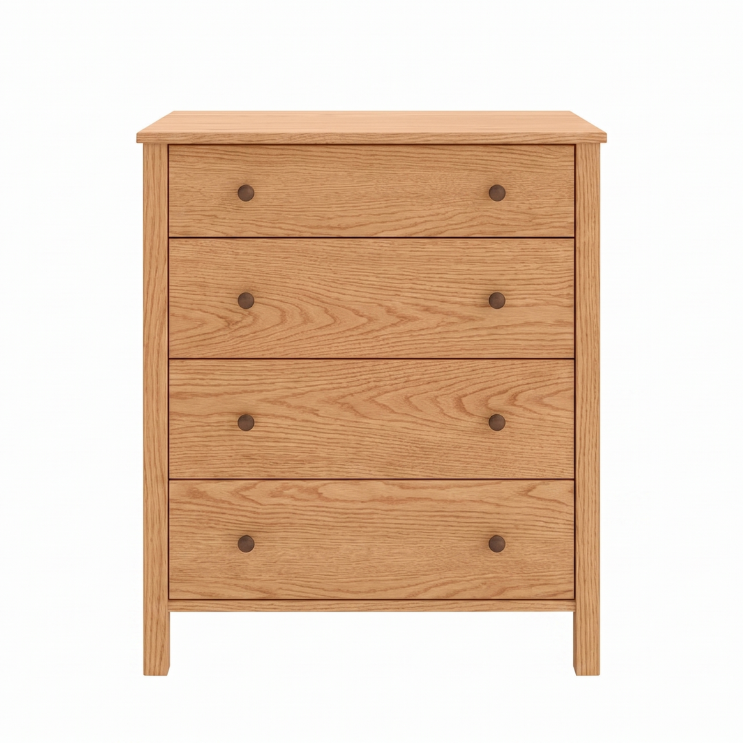 Solid oak Shaker dresser with four drawers natural finish