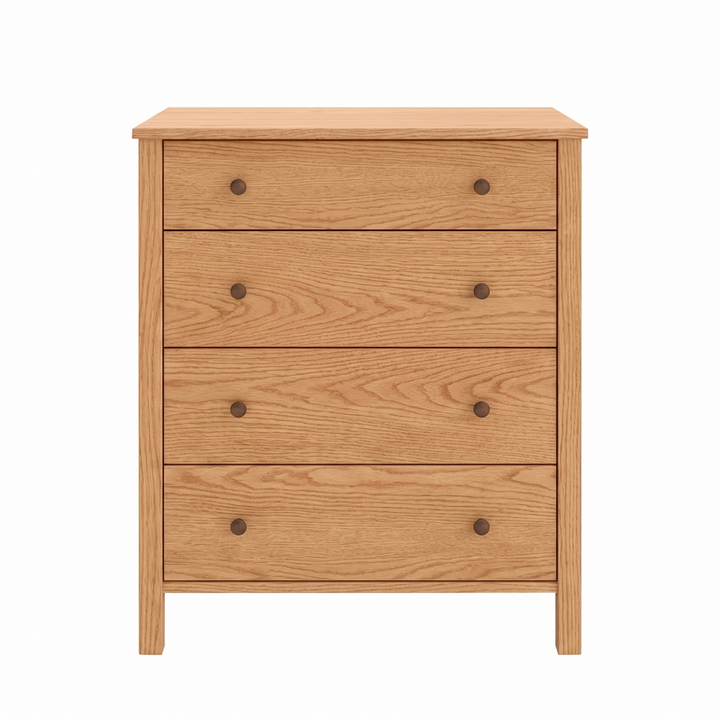 Solid oak Shaker dresser with four drawers natural finish