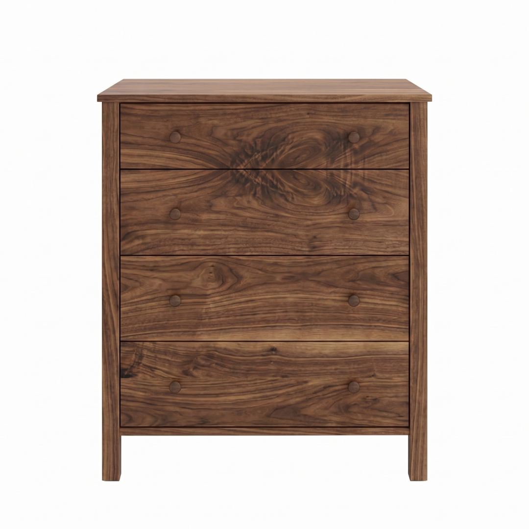 Walnut wood dresser Shaker style with 4 drawers