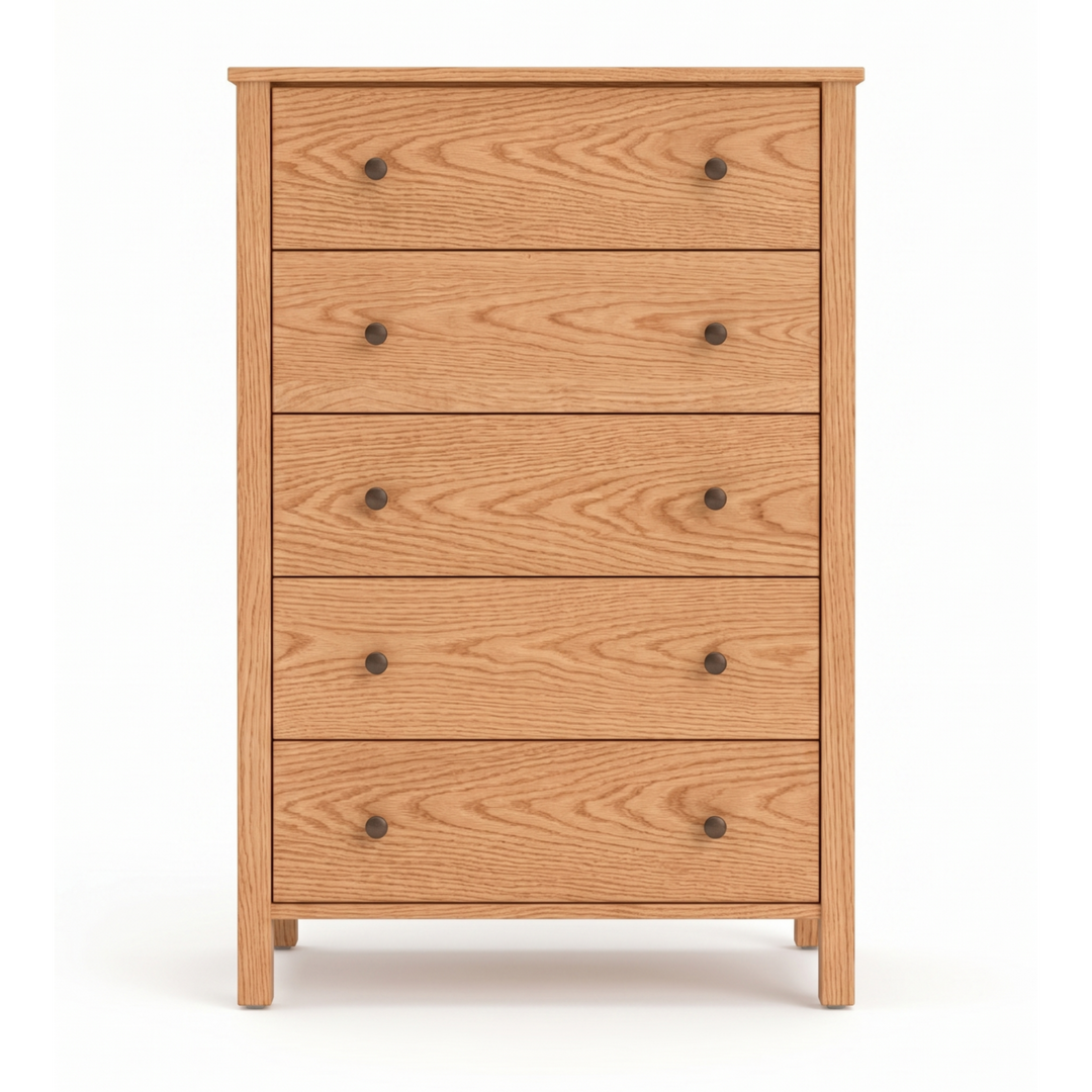Oak 5 drawer dresser solid wood Shaker bedroom furniture