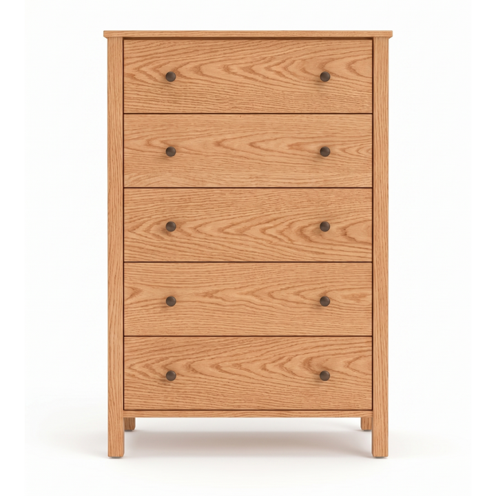 Oak 5 drawer dresser solid wood Shaker bedroom furniture