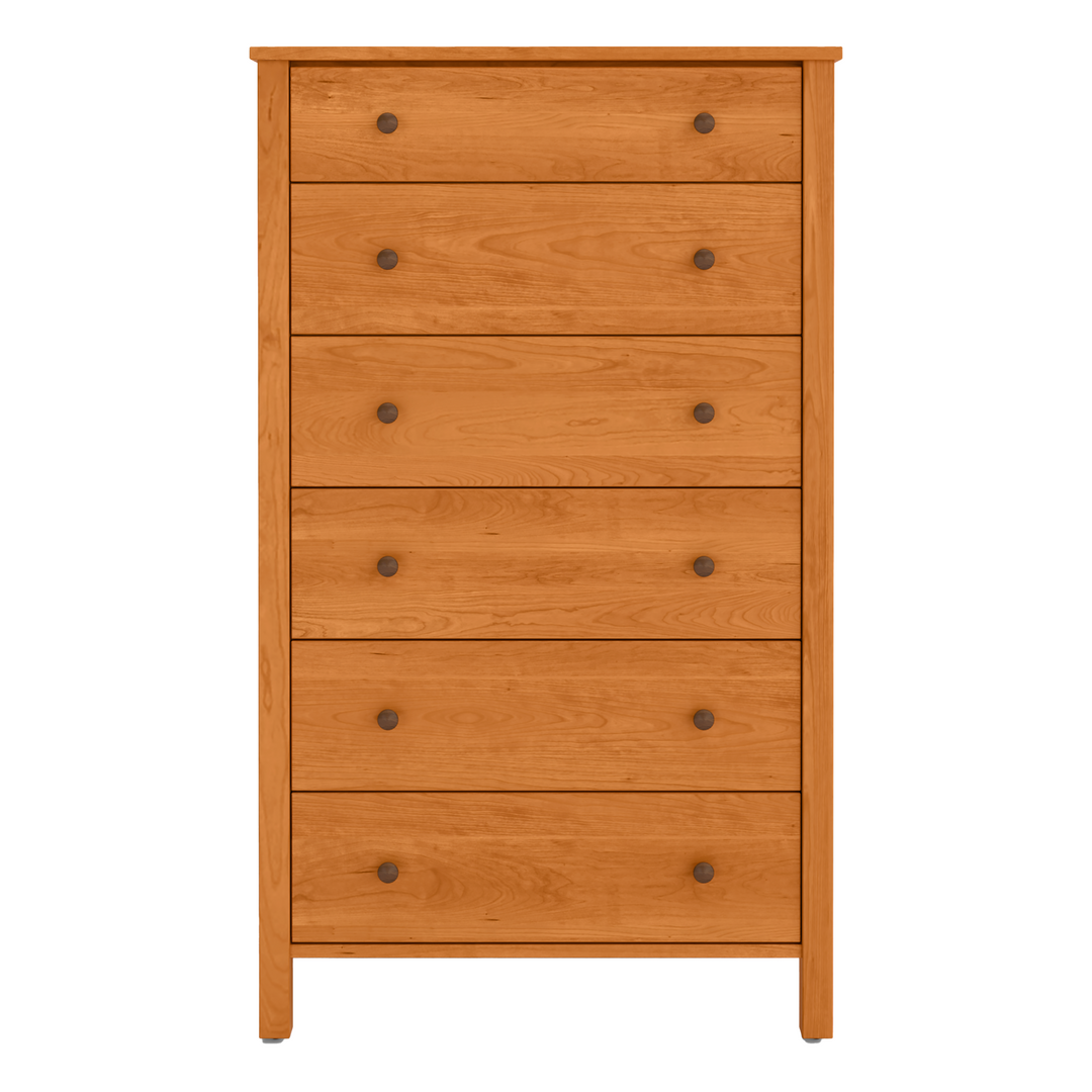Shaker Cherry dresser with 6 drawers solid wood natural finish