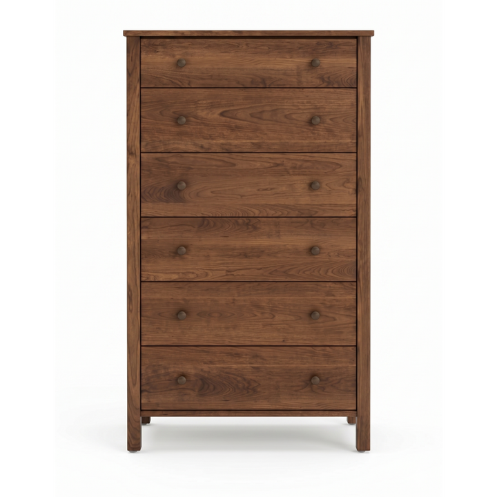 Walnut wood dresser Shaker style with 6 drawers