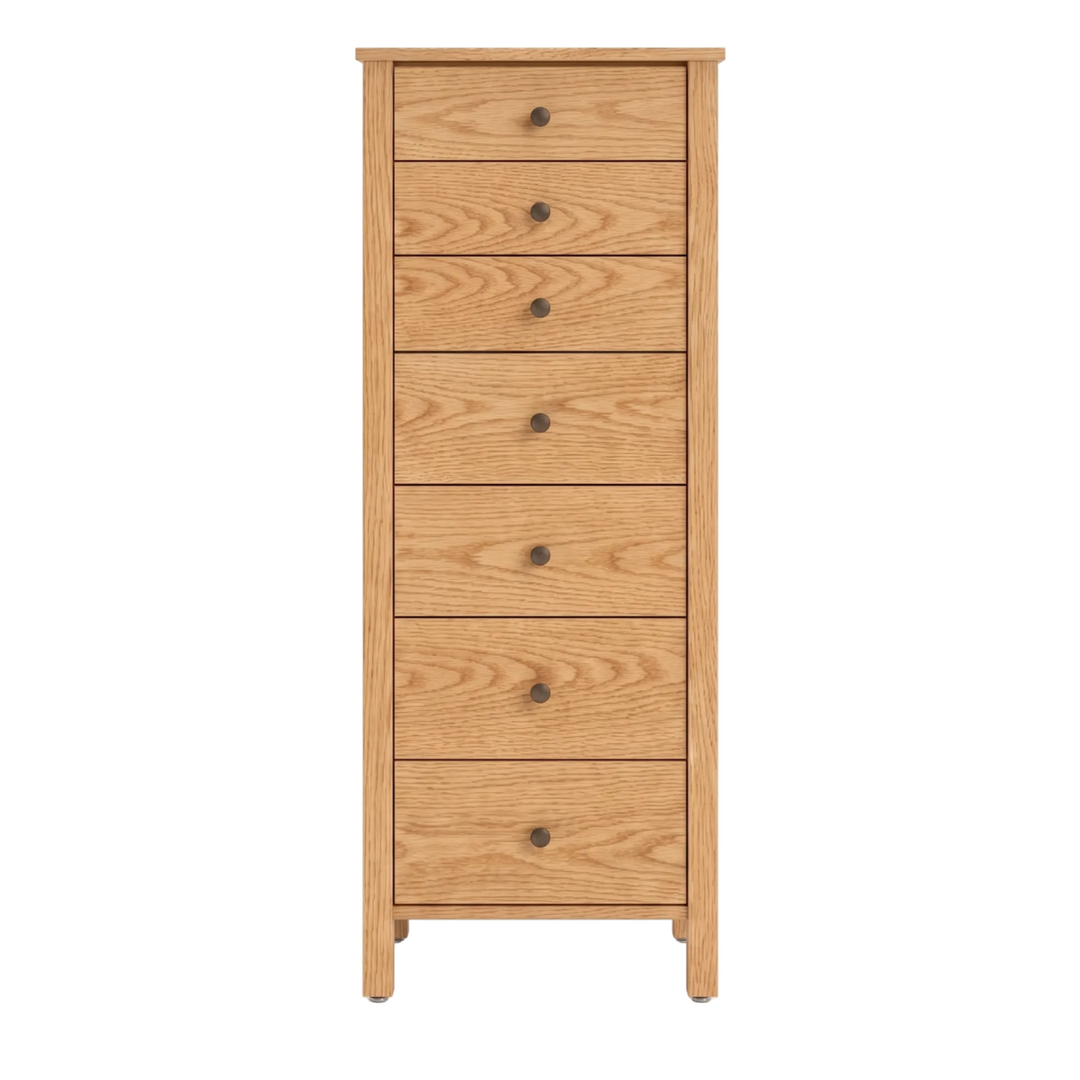 Oak wood lingerie chest Shaker style with 7 drawers