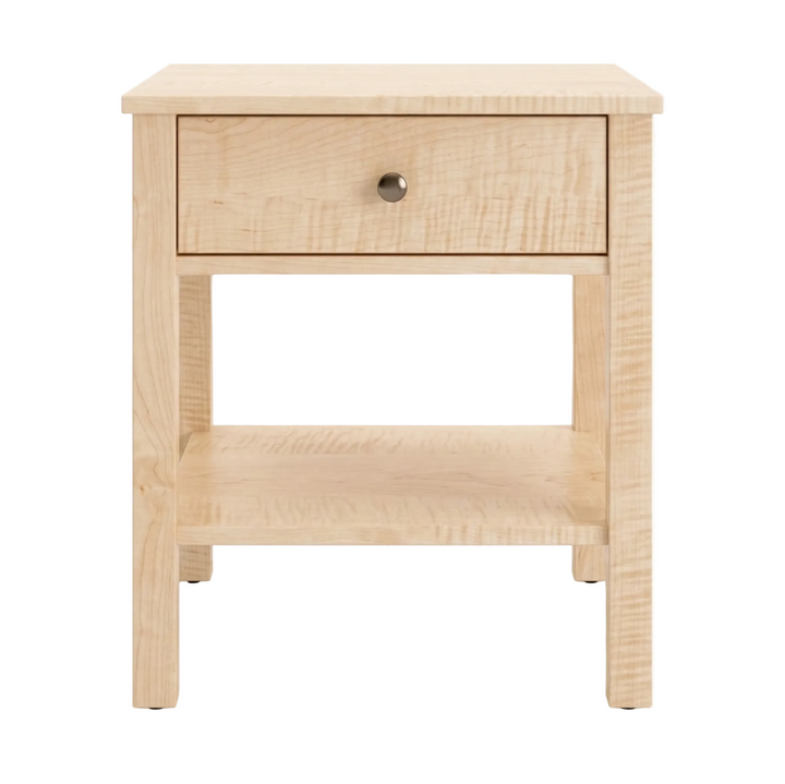 Shaker maple wood nightstand with drawer and lower shelf