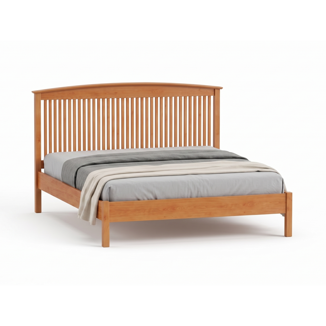 Solid Cherry Shaker spindle bed frame with curved headboard