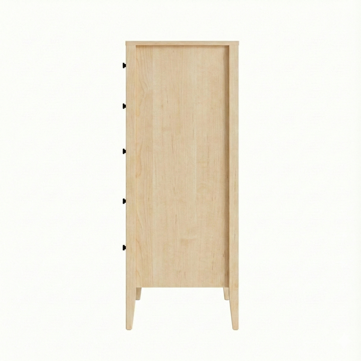 Maple modern chest dresser with five drawers