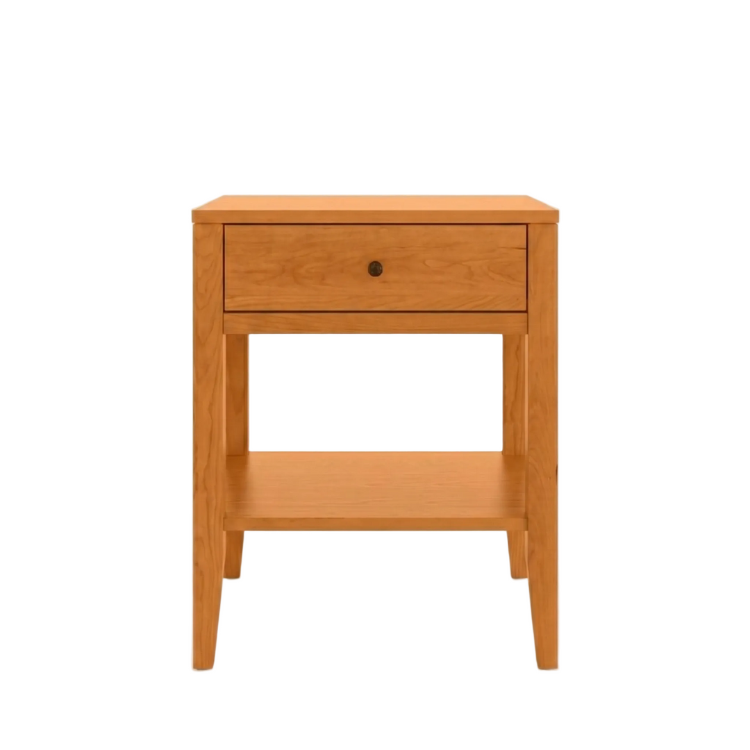 Shaker style Solid cherry wood nightstand with drawer and open shelf
