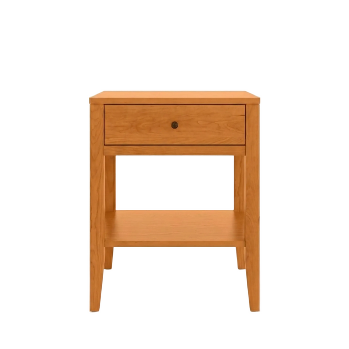 Shaker style Solid cherry wood nightstand with drawer and open shelf