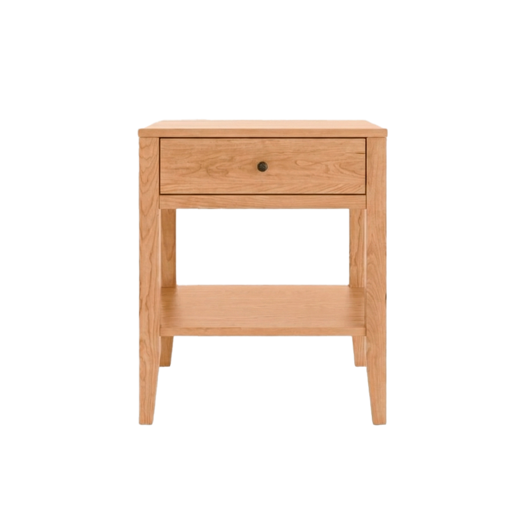 Solid Oak Shaker nightstand with drawer and shelf