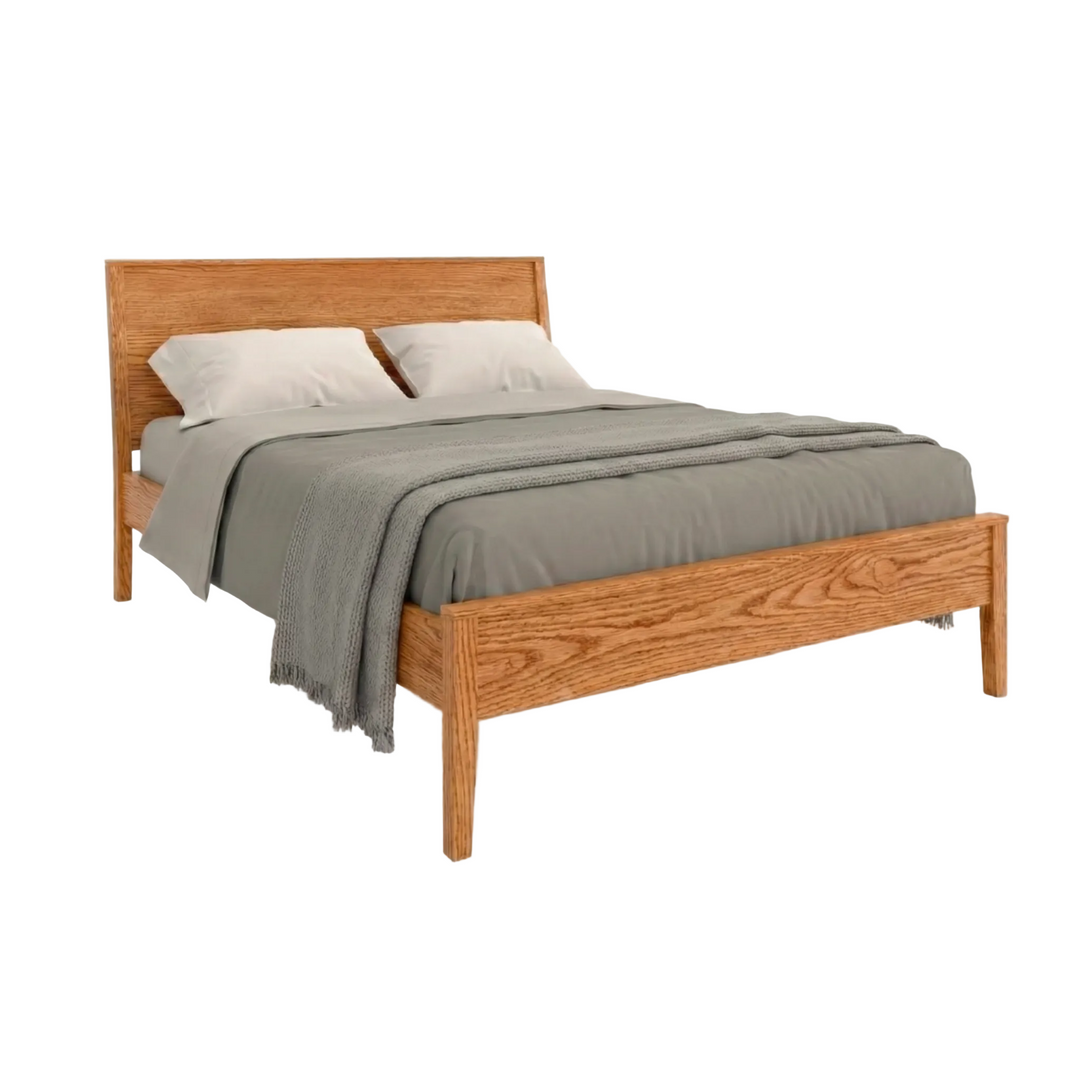 Solid oak panel bed modern style with low footboard
