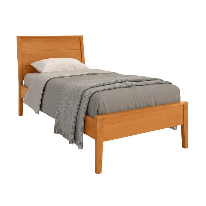 Modern cherry bed frame solid wood low footboard