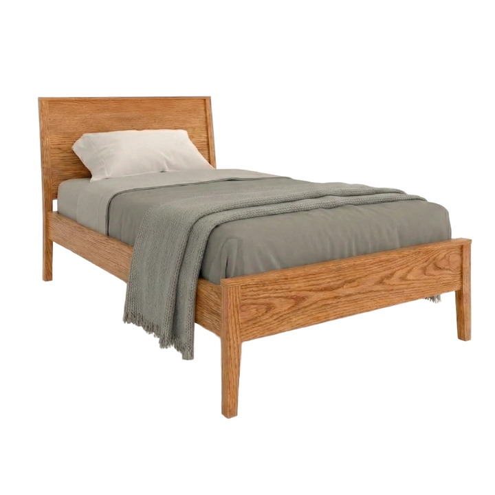 Solid oak panel bed modern style with low footboard